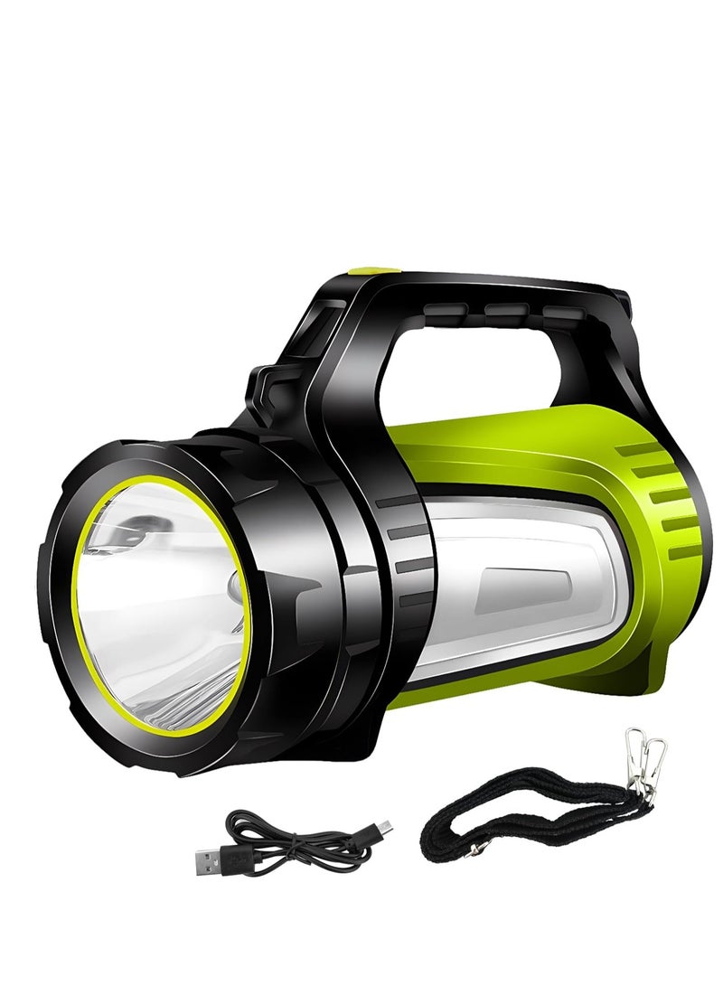 Rechargeable Spotlight, LED Handheld Spotlight with 1200LM, Power Bank, IP65 Waterproof Lantern Flashlight with Straps for During Hurricane, Emergency, Storms, Outages, Hiking, Camping, 1 Pcs - Image 1